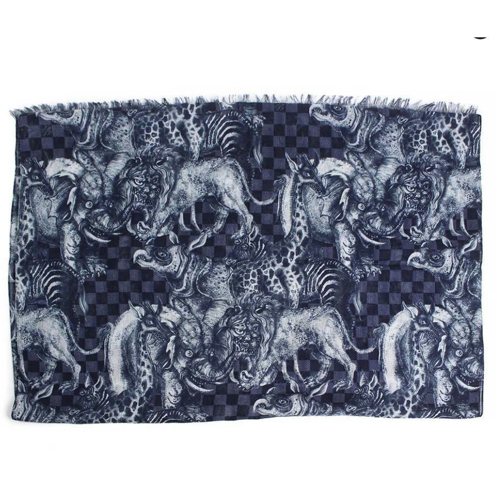❌❌ LOUIS VUITTON Cashmere/Silk/Wool Chapman Brothers Stole Blue Monogram LV - Picture 6 of 11
